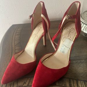 Jessica Simpson red suede heels